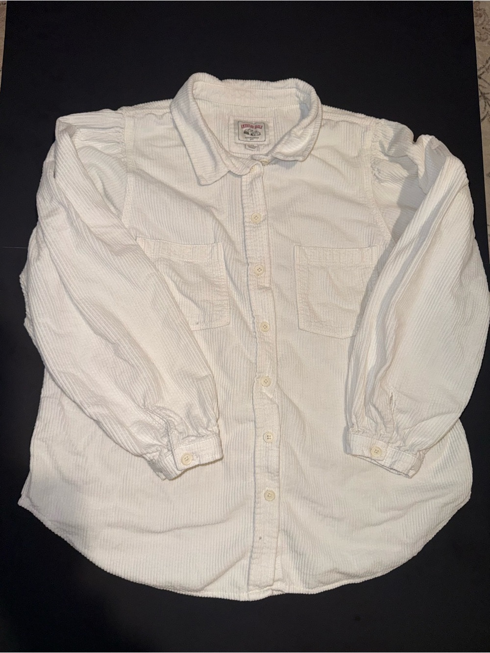 American Eagle Outfitters White Corduroy Button-Down Shirt
